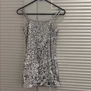 H&M Sparkling Silver Mini Dress